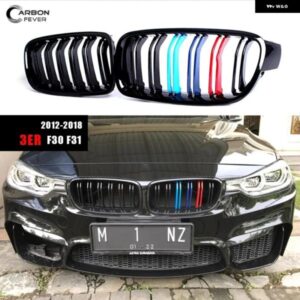 BMW グロスブラック 2 スラット フロント バンパー グリル 交換用 ABS KIDNEYRACING グリル F30 F31 3シリーズ セダン ワゴン 2012 - 2018