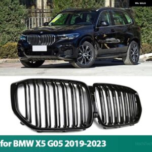 BMW X5シリーズ G05 2019-2023 ルック車グリル フロントキドニー光沢 2 ライン交換ダブルスラットブラックグリル カスタムパーツ アクセサ