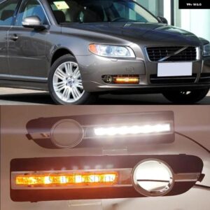 ボルボ カー点滅 1ペア LED デイタイム ランニングライト デイライト S80 2009-13 DRL ウィンカーフォグライト 付き カスタムパーツ アクセ