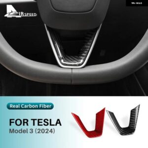 テスラ リアルハードカーボンステアリングホイール フレームカバー モデル 3 ハイランド 2024 トリム MODEL3 カーインテリア アクセサ