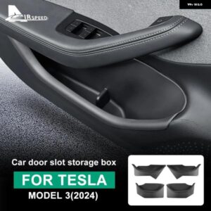 テスラ ソフト TPE ドアスロット 収納 ボックス モデル 3 ハイランド 2024 ドアサイドオーガナイザートレイフロントリアポケットプロテク