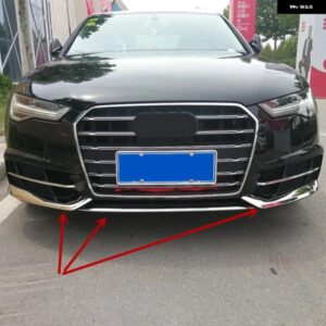 アウディ カースタイリングフロントバンパー 装飾カバー トリム ステッカー 3個 A6 C7 2017 2018 ステンレス 外装 自動車アクセサリー カス