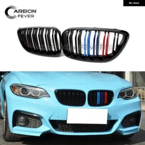 BMW フロントキドニーグリル 2シリーズ F22 F23 F87 220I 235I 2014 - 2020 2 - スラットグロスブラック M カラーグリル カースタイリング