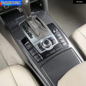 アウディ 車 A6 C6 2005-2011 コンソールギアシフトパネル 装飾カバー ステッカー トリム カーボンパターンステンレス デカール カスタムパ