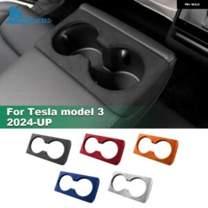 テスラ イタリアトップスエードリアウォーターカップホルダートリム カバー モデル 3 ハイランド 2024-アップインテリア カーアクセサリー