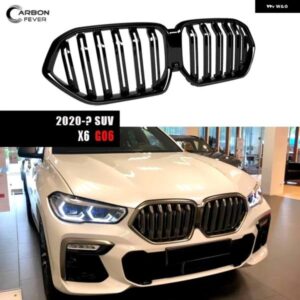 BMW グロスブラック REPALCEMENT ABS カースタイリングバンパー レーシンググリル X6 G06 X6M F96 2020 - 2022 フロントキドニーグリル カ