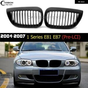 BMW ABS グロスマットブラックフロントキドニーライングリル スポーツグリル 交換 1シリーズ E81 E87 2004-2013 PRE-LCI カーアクセサリー