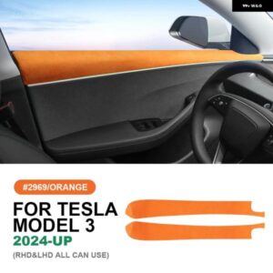 テスラ イタリアトップスエードフロントリアドアトリム ステッカー モデル 3 ハイランド 2024 アンチスクラッチカーインテリア アクセサリー