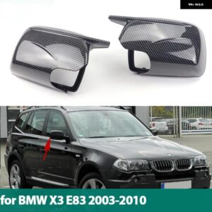 BMW 2X 光沢カーボンパターンバックミラー 外装 サイドミラー キャップ X3 X 3 E83 2003-2010 交換用 カスタムパーツ アクセサリー 交換用