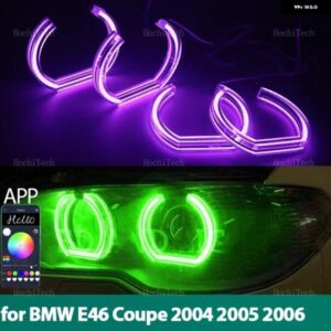 BMW 4X RGB マルチカラーアプリ制御 LED エンジェルアイズ 電球リングランプ E46 コンバーチブルクーペ 2004 2005 2006 LCI キセノンヘッド