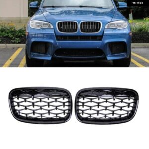BMW X5 X6 E70 E71 ダイヤモンドキドニーグリル レーシンググリル フロントグリル カースタイリングスタイルグリル 2008-2013 交換 2PC カ