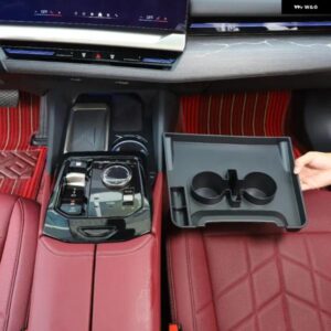 BMW 5シリーズ G60 2024 ABS ブラック 収納 ボックス前中央ギアボックスウォーターカップホルダーインテリア カーアクセサリー カスタムパ