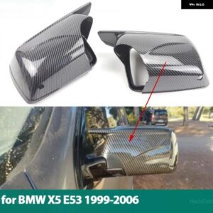 BMW X5 E53 1999-2006 のドア側カーボンバックミラー キャップ ウイングサイドミラー カバー ツール付き カスタムパーツ アクセサリー 交換