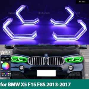 BMW RGB マルチカラーアプリ制御 M4 スタイル LED ヘッドライト エンジェルアイズ 電球リングランプ X5 F15 F85 2014-2018 SDRIVE35I 30D 4