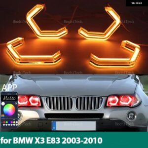 BMW RGB カラフルなエンジェルアイズ リング LED M4 スタイルアプリ制御ヘッドライト DRL デイタイム ランニングライト X3 E83 2003-2010