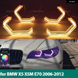 BMW スタイリングマルチカラー RGB アプリ制御 LED リング M4 スタイルライト X5 X5M E70 2007-2013 XDRIVE25I 30I XDRIVE20D 30D 35D カス