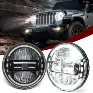 ランドローバー 2X 7インチ LED ヘッドライト ディフェンダー 7インチ ヘッドランプ アンバー ウインカー付き LADA NIVA 4X4 BEETLE CLASSI