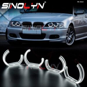 BMW エンジェルアイ LED E46 LCI フェイスリフト 2D クーペ コンバーチブル 325CI 330CI キセノンヘッドライト DRL ウィンカー HALO 車 カ