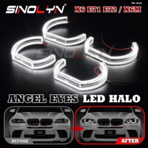 BMW LED エンジェルアイ X6 E71 E72 X6M 2008-2014 キセノンヘッドライト DTM M4 スタイル DRL ハローウィンカーライト カーアクセサリー