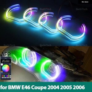 BMW E46 コンバーチブル クーペ 2004 2005 2006 LCI RGB ダイナミック エンジェルアイ LED APP 制御シーケンシャル流れるマルチカラーリング