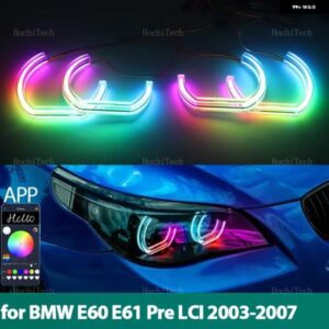 BMW E60 E61 PRE LCI 2003-2007 流れるマルチカラーリングエンジェルアイズ RGB DTM スタイル LED アプリ制御ウィンカーライト カスタムパ