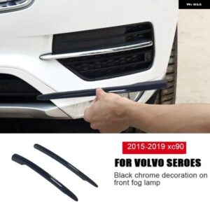 ボルボ XC90 フロントフォグライト ストリップ黒装飾クロームステッカー カーアクセサリー 2015-2019 カスタムパーツ アクセサリー 交換用