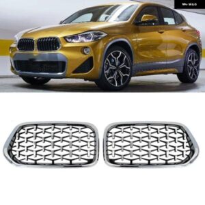 BMW X2 F39 ダイヤモンドフロントバンパー キドニーグリル レーシンググリル グロスブラックグリル トリム 2018-2022 自動車アクセサリー