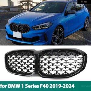BMW ABS グロスブラック フロント キドニー グリル 2 ライン ダブル スラット 1シリーズ F40 116I 118I 120I 128TI M135I XDRIVE 2019-2022