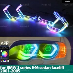 BMW 3シリーズ E46 セダン フェイスリフト 2001-2005 ダイナミック カースタイリングマルチカラーアプリコントロール LED リング M4 スタイ