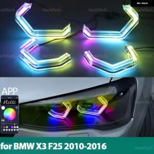 BMW X3 F25 2010-2016 M4 スタイル LED エンジェルアイキットリング点滅 RGB APP 制御ヘッドライト ランプ とウインカー カスタムパーツ ア