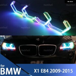 BMW X1 E84 2009-2015 プレイアブルマルチカラー M4 スタイルライト LED エンジェルアイズ リングキット APP 制御ウィンカー DRL 付き カス