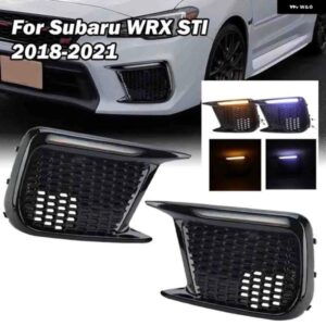 スバル 2個 車 LED DRL デイタイム ランニングライト WRX STI 2018-21 イエローウィンカーフォグランプ ベゼルカバー 1