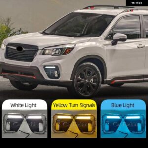 スバル 2個 フォレスター 2019-21 LED DRL デイタイム ランニングライト デイライト フォグライト 黄色ウィンカーランプ カスタ