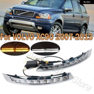 ボルボ DRL LED デイタイム ランニングライト フロントバンパー ウィンカーランプ ホワイトイエロー XC90 2007-13 カスタムパーツ アクセサ