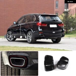 BMW 2014-2018 X5 X6 F15 F16 ブラックアルミニウム合金マフラーマフラーテールカバー 装飾ステッカー M スポーツバージョン カスタムパー