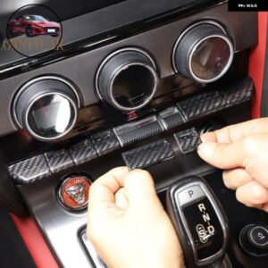 ジャガー F-TYPE 2013-2024 カーボン中央制御空調ボタンスイッチカバー 装飾ステッカー カーアクセサリー カスタムパーツ アクセサリ
