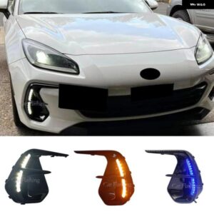 スバル 2個 車 LED デイライト DRL BRZ 2022 2023 デイタイム ランニングライト フォグランプ カバー 黄色ウィンカーフォ