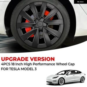 テスラ 4個 ハブキャップ 18インチ パフォーマンスホイール キャップ 自動車 REPLACEMEN ハブキャップ フルリムカバー アクセサリー