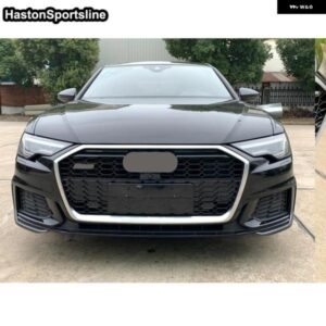 アウディ A6 C8 S6 SLINE レーシンググリル ABS マットフレームフロントバンパー メッシュグリッドカーアクセサリークワトロスタイル RS6