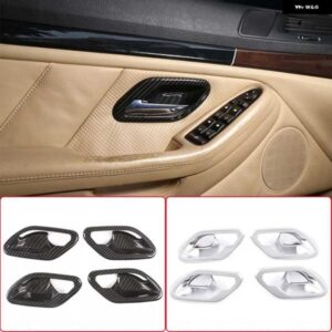BMW カーボン ABS クローム車インナードア ハンドル ボウル装飾カバー ステッカー 5シリーズ E39 1996-2003 オートインテリア