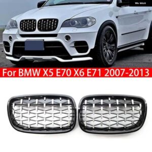 BMW X5 E70 X6 E71 2007-2013 車グリル フロントキドニーグリル ダイヤモンドスタイル クロームブラック 51137157687 51137157688 51137185223