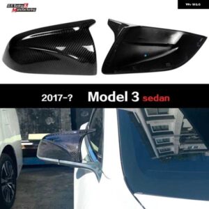 テスラ カーボン完成シェルバックミラー カバー モデル 3 2017-2020 ドアサイドミラー キャップ