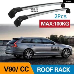 ボルボ 2個 ルーフバー V90 CC クロスカントリー 235 236 2016-TODAY 合金サイドバークロスレール ルーフラックキャリアキャリア