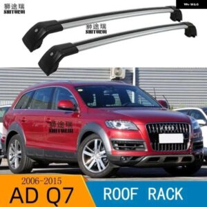 アウディ 2個 ルーフバー Q7 5 ドア 4L SUV 2006 - 2015 合金サイドバークロスレール ルーフラックキャリアキャリア