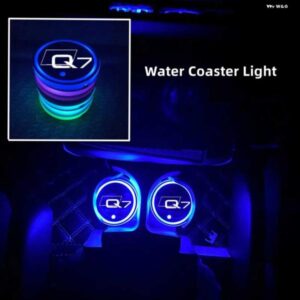 アウディ 7 カラフルな USB ロゴ LED ムードライトカップ発光コースターホルダー Q7 4 メガバイト SUV クワトロ自動車