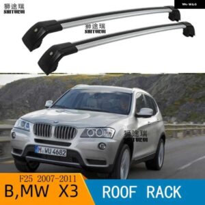 BMW 2個 ルーフバー -X3 F25 2010-2017 合金サイドバークロスレール ルーフラックキャリアキャリア
