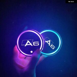アウディ 発光車ウォーターカップコースターホルダー 7 カラフルな USB 充電 LED ムードライト A6 C7 C6 C5 カー