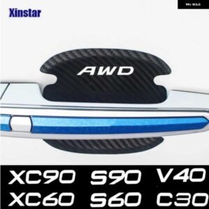 ボルボ 4個 カーボン ドアハンドル ステッカー S60 XC90 V40 V50 V60 V70 S80 S90 V90 C30 C70 XC70 XC60 XC40 AWD