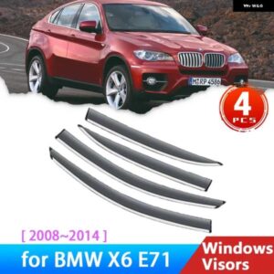 BMW ディフレクター X6 E71 2008 2014 フロントガラス サイドウィンドウ バイザーオーイングトリム雨アイブロウ太陽風 2011 2010 2009