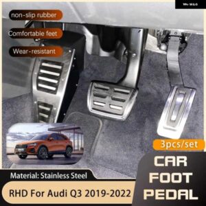 アウディ RHD ステンレスペダル Q3 F3 2019-22 アクセル ブレーキ ノンスリップ フットレスト ペダル カバー スタイリング